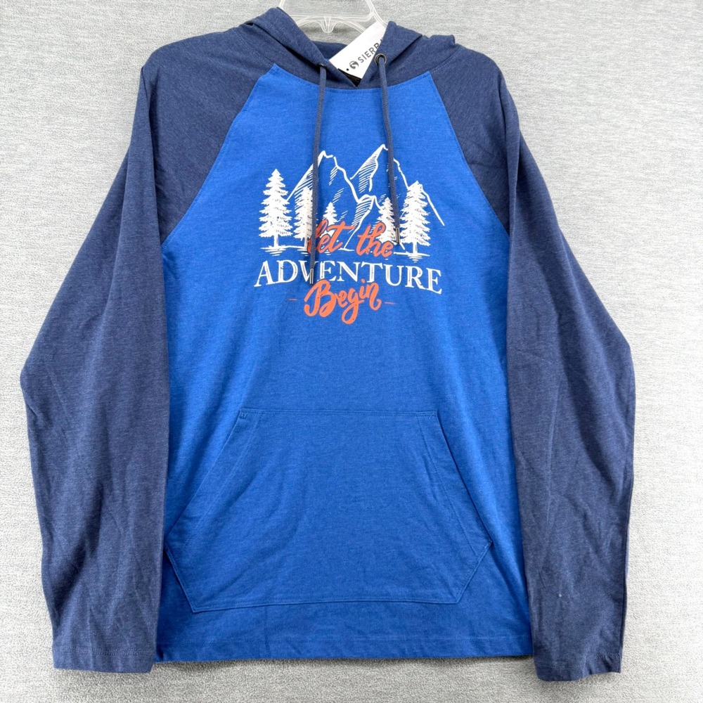 Kyodan Outdoor Hoodie Mens Small Blue Let The Adventure Begin Graphic Hooded